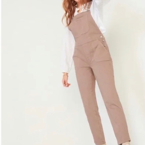 Old Navy Overalls Women's Size 6 Tan Light Stretch Skinny Excellent - Picture 2 of 9